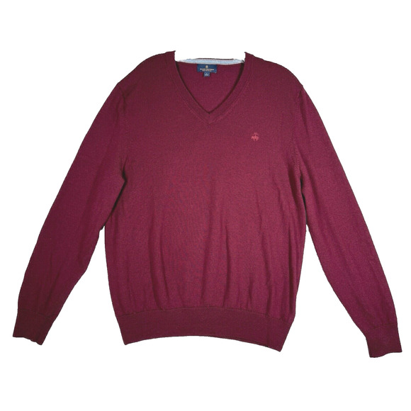 Brooks Brothers Sweater Men Large Burgundy Red Merino Wool Casual Preppy Classic - Picture 1 of 8